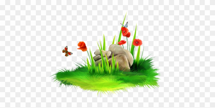 Stone Clipart Grass Patch - Flowers And Grass Png #1164634