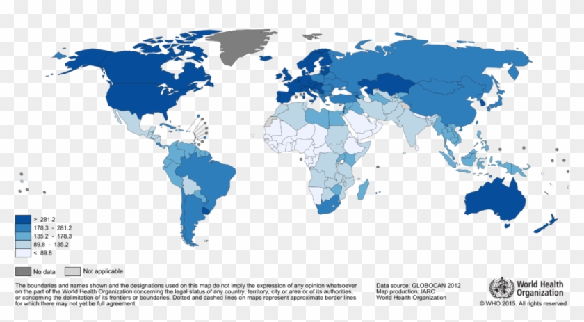 World Map On Access To Electricity Of Population 2016 - Cancer Rate In The World #1166300