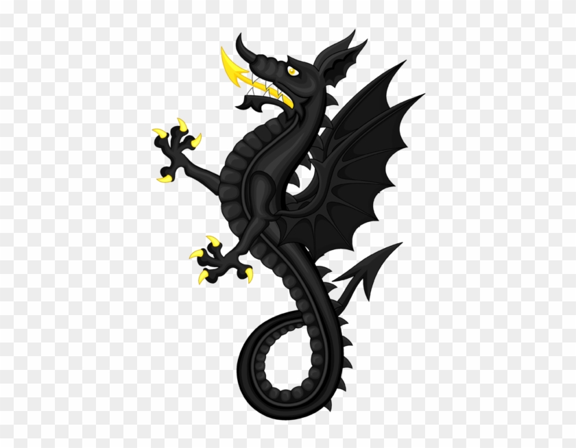 Dragon Noir With Tounge And Arms Or - Coat Of Arms Supporter #1166720