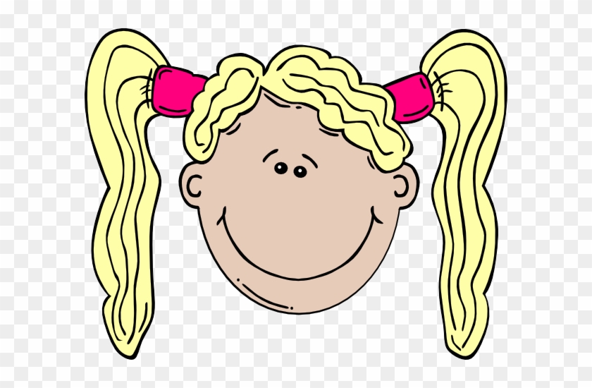 Clipart Of A Happy Girl With A Yellow Hair #1167594