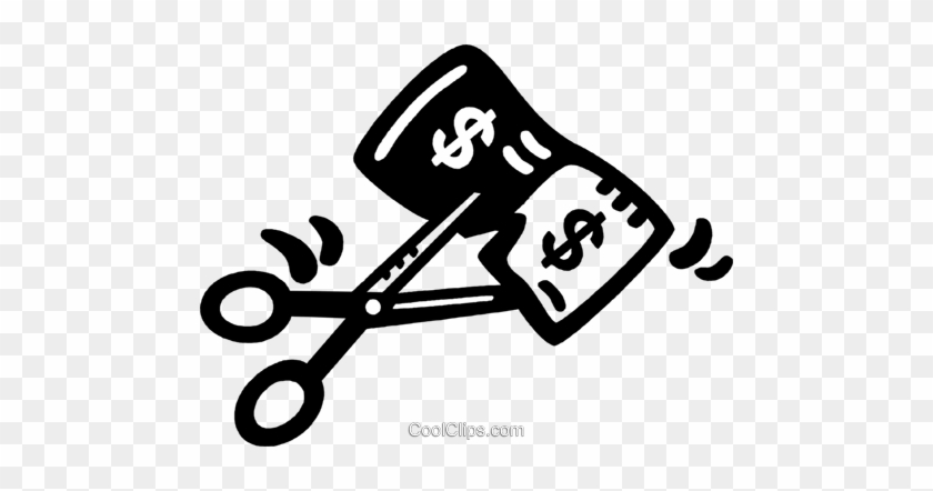 Scissor Cutting Money Royalty Free Vector Clip Art - Scissors Cutting Money Clipart #1167859