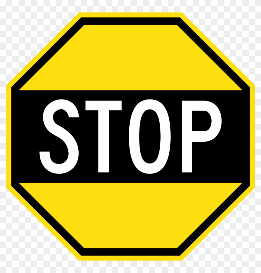 Vintage Traffic Yellow Stop Sign - Halt Sign Png #1167869