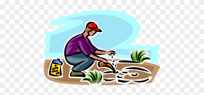 Gardener Planting Seeds Royalty Free Vector Clip Art - Ways Of Conserving Natural Resources #1168431