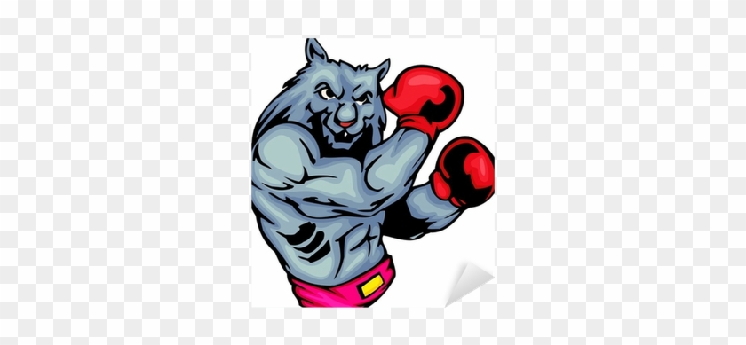 Grey Wolf In Red Boxing Gloves - Boxing Wolf #1168462