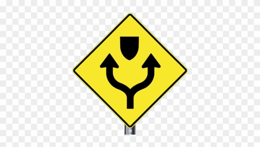 Divider Ahead, Keep Right - U Turn Road Sign #1168472