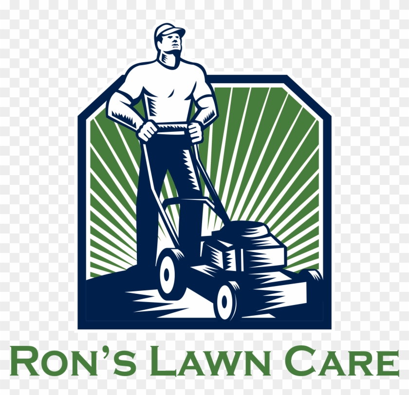 Ronslawncarelogo - Gardener Mowing Lawn Mower Retro Throw Blanket #1168551