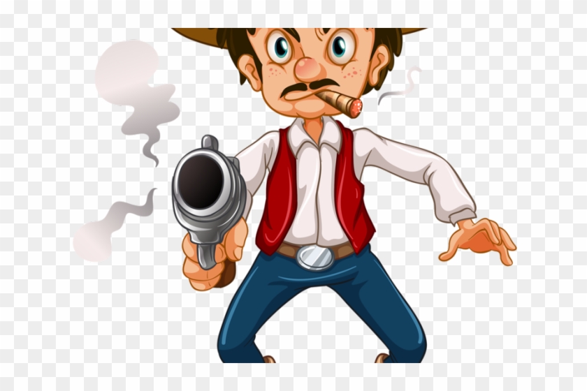 Cowboy Hat Clipart Cowboy Gun - Cowboy Cartoon Transparent #1169647