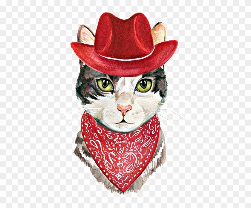 Harriet Bee 'cowboy Cat' Framed Painting Print, Red #1169649