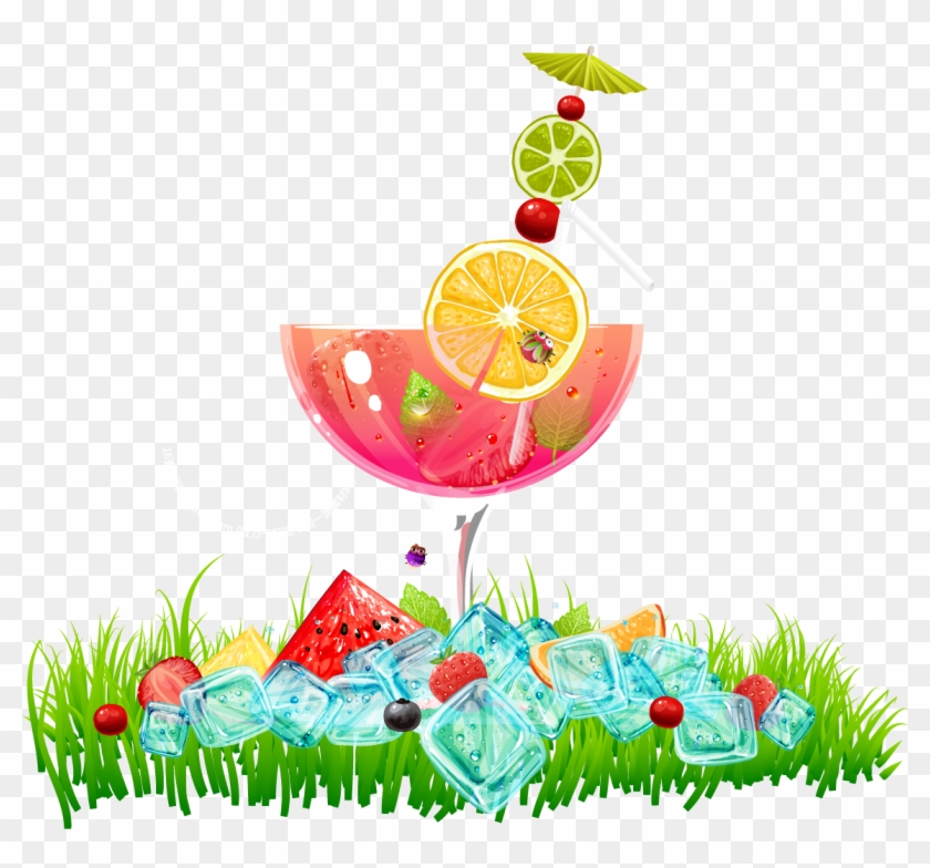 Juice Cocktail Fruit Drink Illustration - Goodbath Custmer Printed Bath Beach Towels Polyester #1169779