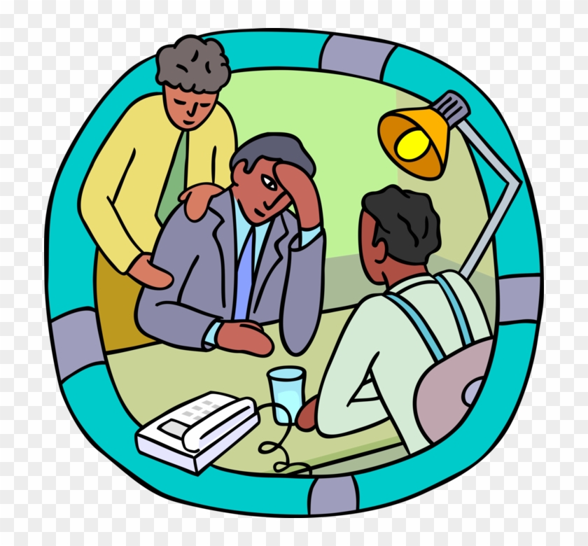Vector Illustration Of Office Workers Consoling Distressed - Cartoon #1169891