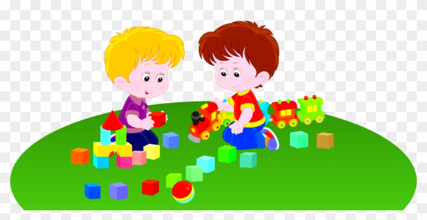 Animated Illustration Of Little Boys Playing With Blocks - Illustration #1170074