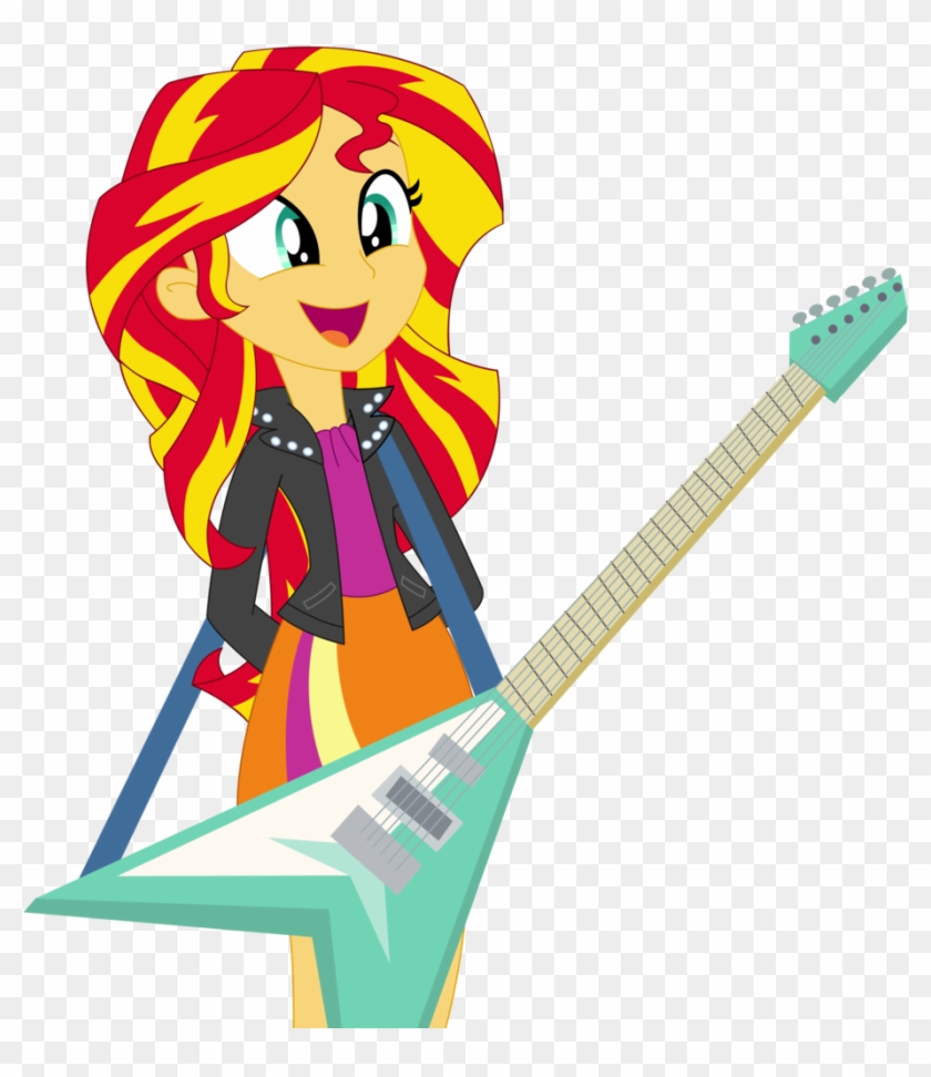Sketchmcreations, Clothes, Cute, Electric Guitar, Equestria - Sunset Shimmer Plays Guitar #1170190
