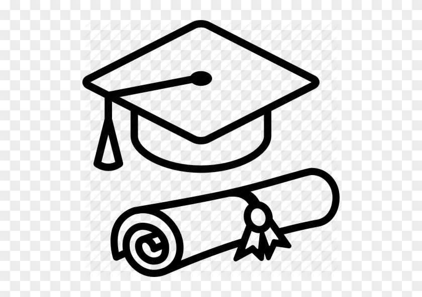 Cap And Diploma - Graduation Hat Line Drawing #1170249