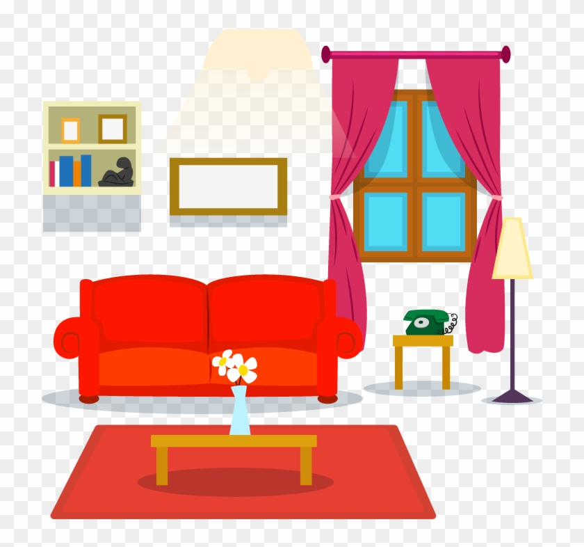 Table Living Room Couch Cartoon - Living Room Png #1170280