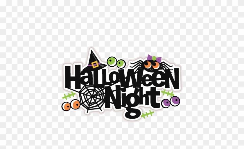 Halloween Night Title Svg Scrapbook Cut File Cute Clipart - Halloween Costume Shirt Spider In Halloween Night Cute #1170326