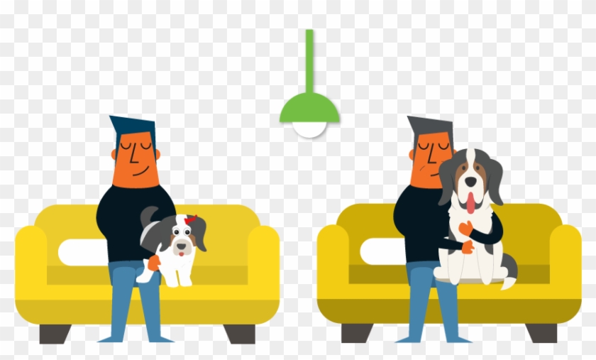 Illustration Image Of A Man Holding A Dog In His Lap - Sitting #1170441