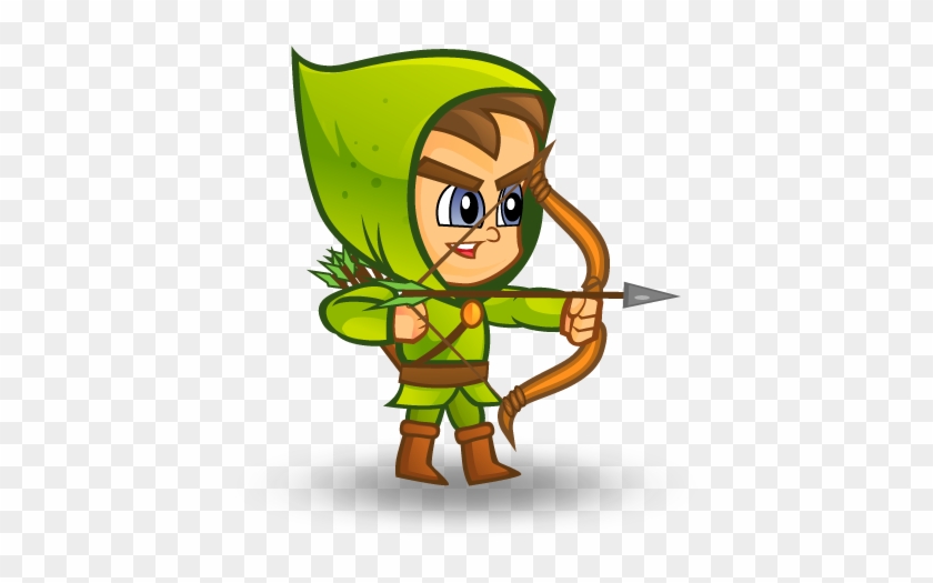 Green-hooded Archer Character Set - Archer Cartoon Png #1170557