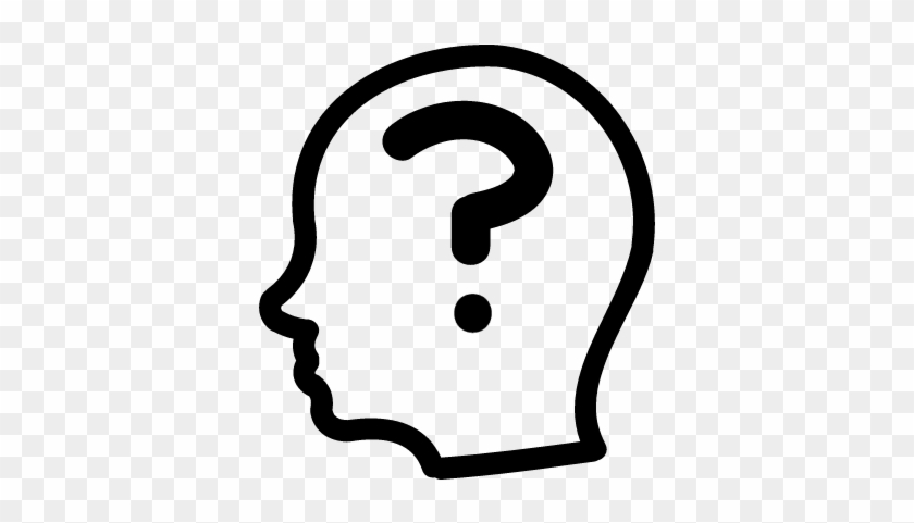 Question Mark Inside A Bald Male Side Head Outline - White Question Mark Png #1170769