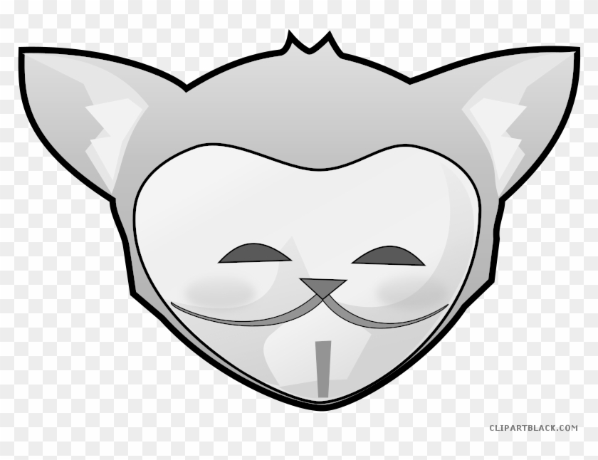 Cat Face Animal Free Black White Clipart Images Clipartblack - Cartoon #1170940