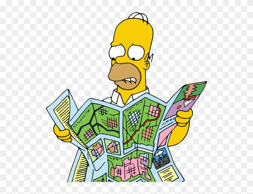 Maps Clipart Reading - Homer Simpson Map #1170964