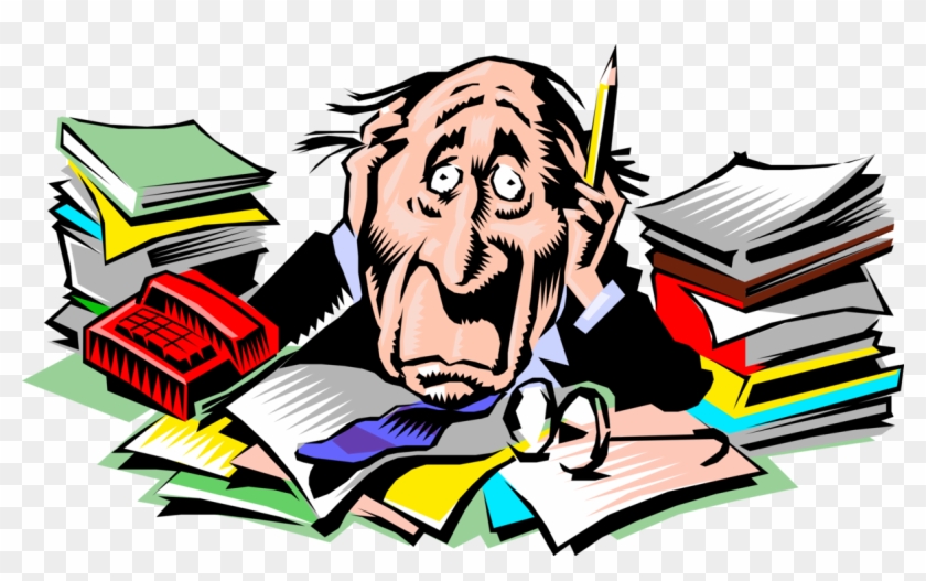 Vector Illustration Of Frazzled Executive Realizes - Cartoon #1171053