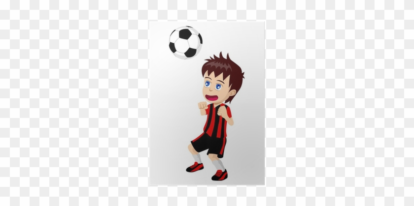 Cartoon Illustration Of A Kid Playing Soccer Poster - Monitos Animados Jugando Futbol #1171231