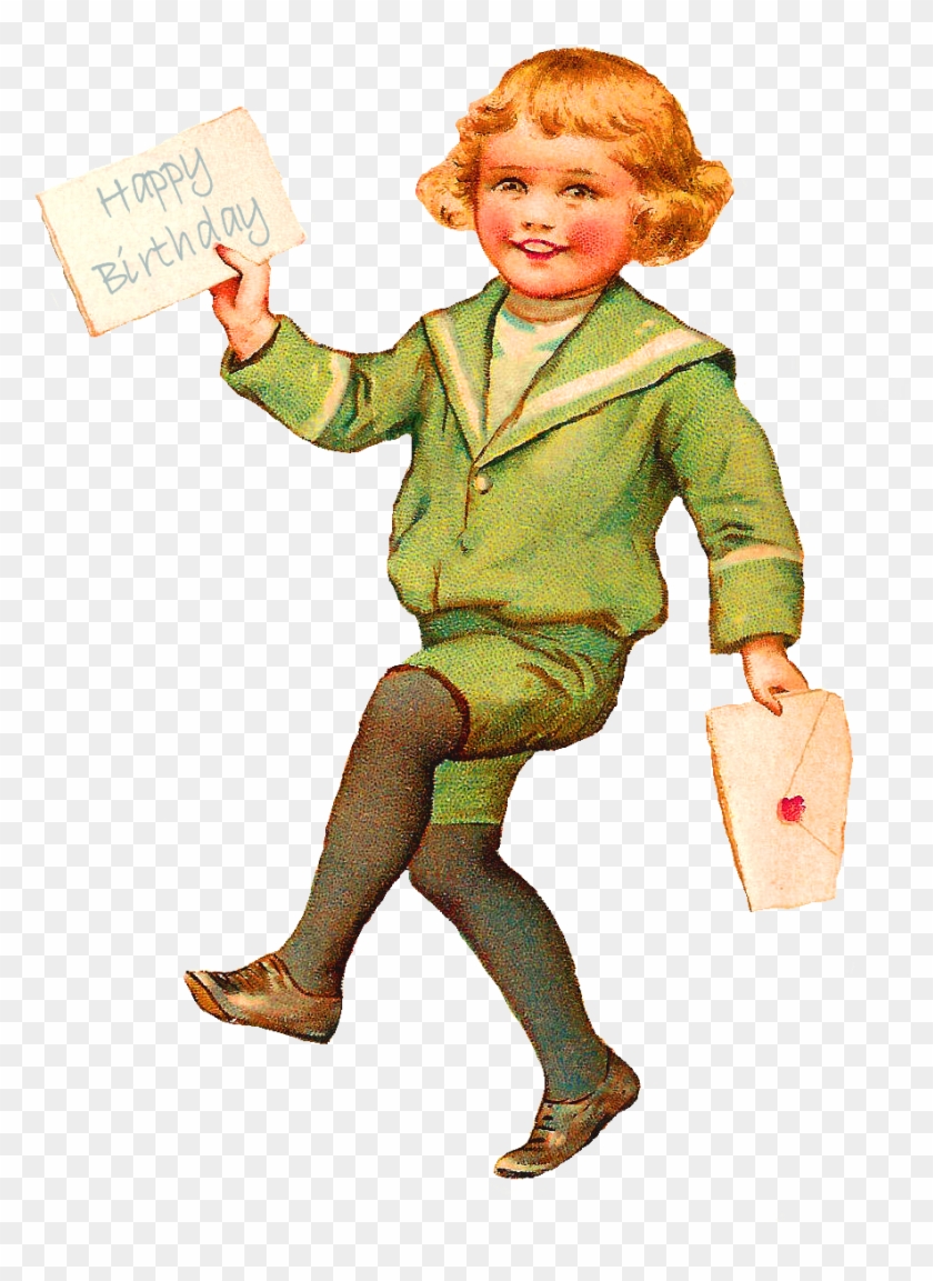 Digital Download Scrapbooking Greeting Clip Art Boy - Antique #1171232