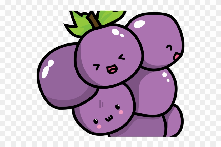 Grapes Clipart Kawaii - Kawaii Grape #1171370