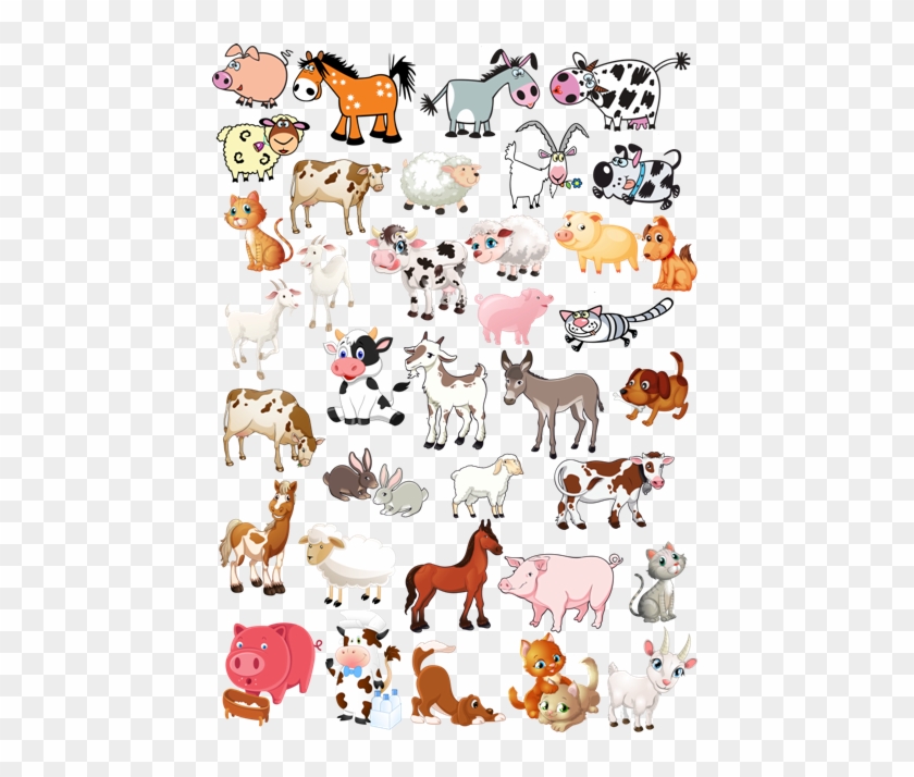Grafika Háziállat - Set With Cartoon Farm Animals Shower Curtain #1171661