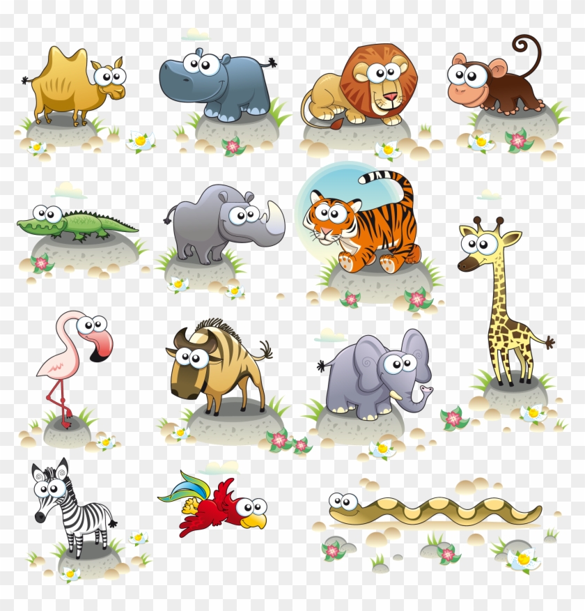 Vector Hand-painted Cartoon Animals 2023*2018 Transprent - Animal Fabric - Savannah Animals - Tiger Custom Fabric #1171690