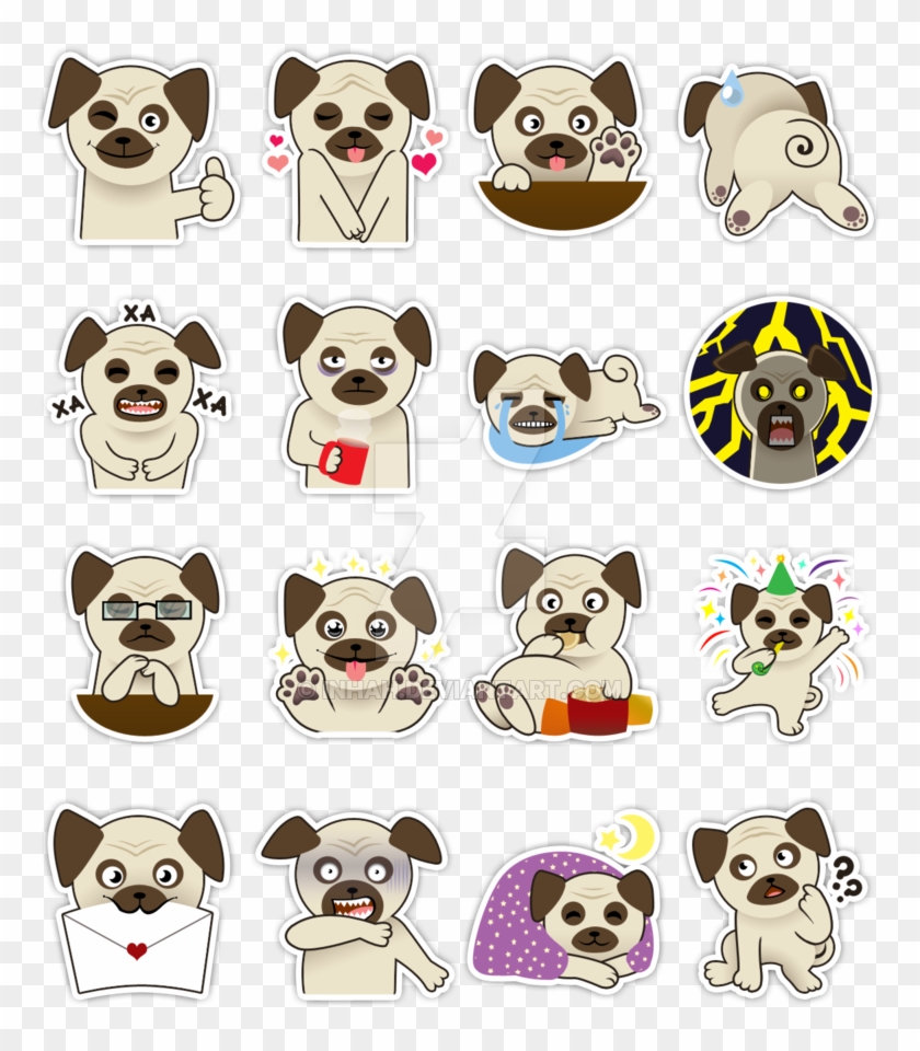 Pug Stickers By Inhah - Pug Stickers By Inhah #1171702