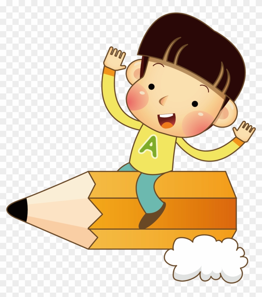 Child Pencil Drawing Clip Art - Niño Con Un Lapiz Png #1171956