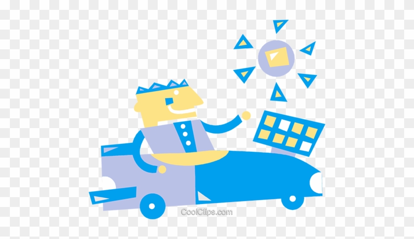 Man Driving Solar Powered Car Royalty Free Vector Clip - Clip Art #1172057