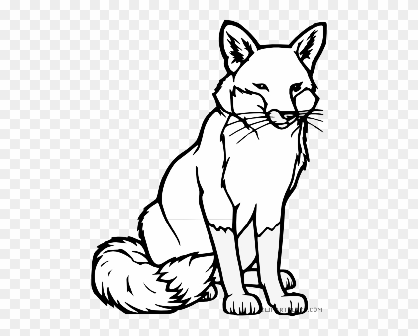 Fox Animal Free Black White Clipart Images Clipartblack - Fox Coloring Page #1172479