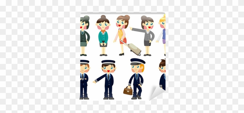 Cartoon Flight Attendant/pilot Icon Wall Mural • Pixers® - Flight Attendant Cartoon #1172592