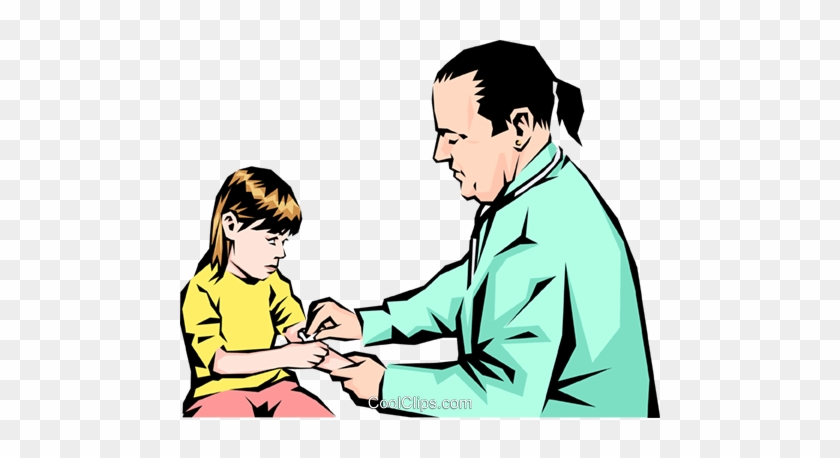 Doctor With Young Child Royalty Free Vector Clip Art - Cartoon #1173702
