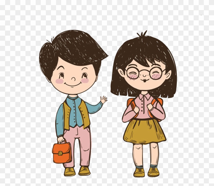 Student Cartoon Drawing - Boy And Girls Student Drawing - Free Transparent  PNG Clipart Images Download