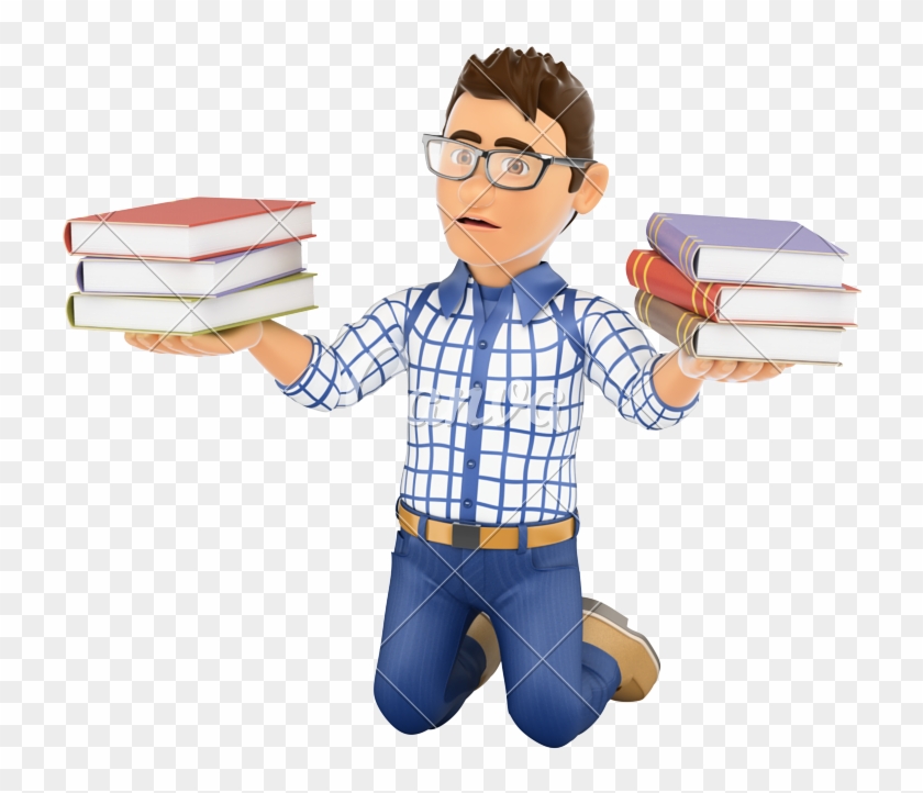 3d Young Student Punished Holding Books - Photograph #1173719