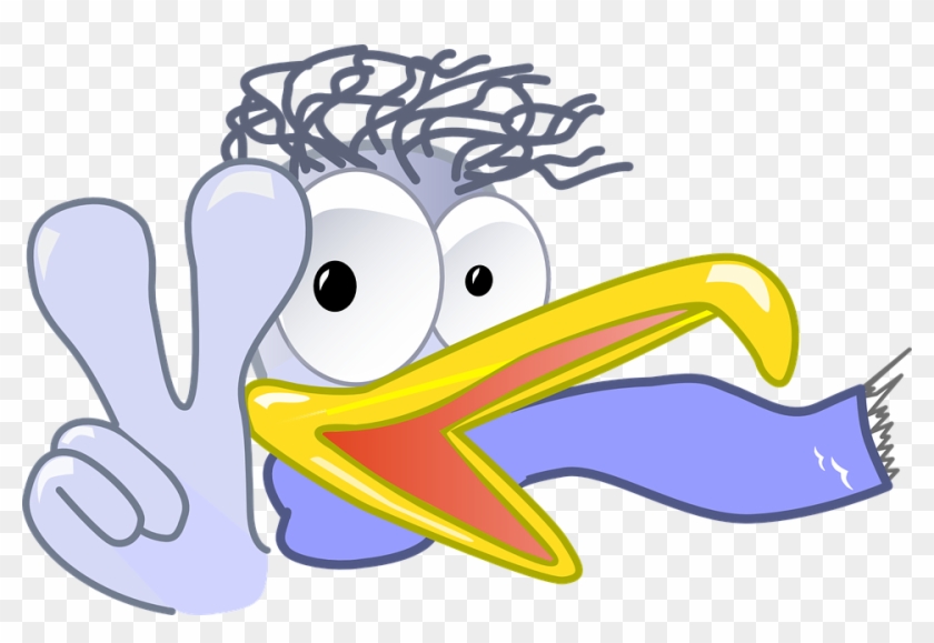Gull, Openoffice, Otto, Logo, Mascot - Blitzender Cartoon-vogel Das Friedenszeichen Mitteilungskarte #1173743
