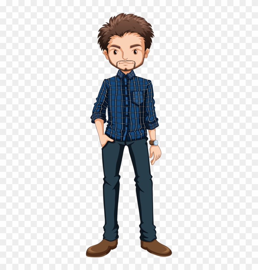 Familia Ilustracionmuñequitos Animadosconstelaciones - Man Of Plaid Shirt Cartoon #1173861