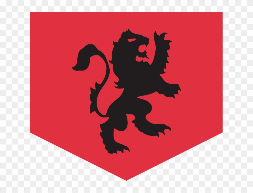 Red Flag With A Black, Medieval Lion Design Representing - Medieval Times Red Knight Symbol #1174627