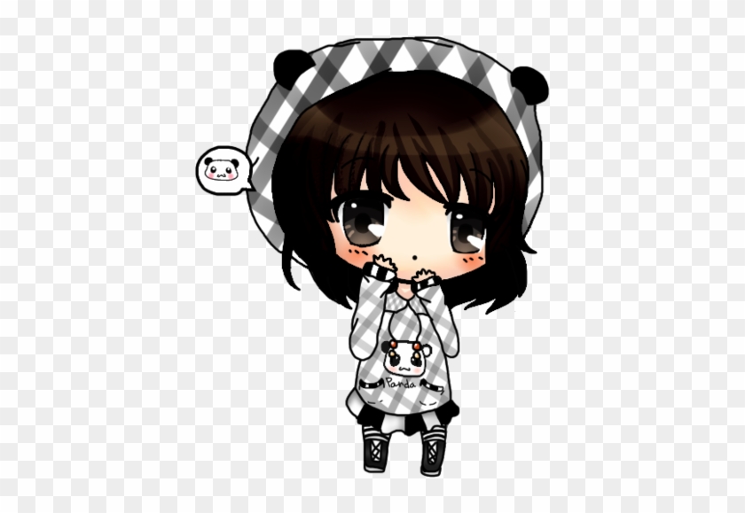 anime girl with panda hoodie