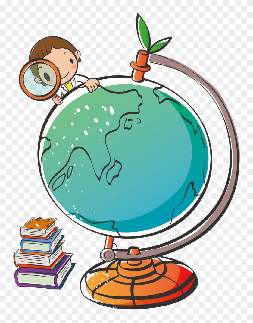 Student Coin Boy Clip Art - Boy With A Globe Cartoon #1175327
