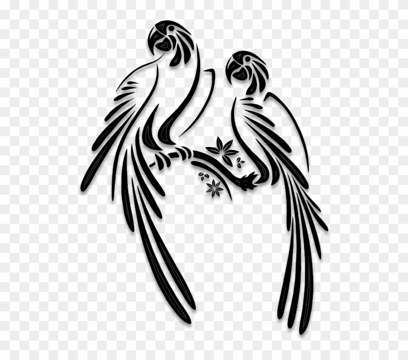 Birds Silhouettes Art & Islamic Graphics - Parrot Line Vector Tattoo #1175417