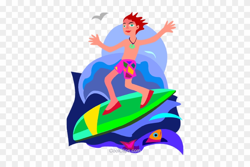 Boy, Surfing Royalty Free Vector Clip Art Illustration - Menino Surfando Png #1175559