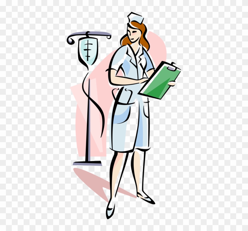 Vector Illustration Of Health Care Nurse Replacing - Nurse With An Iv Clip Art #1175910