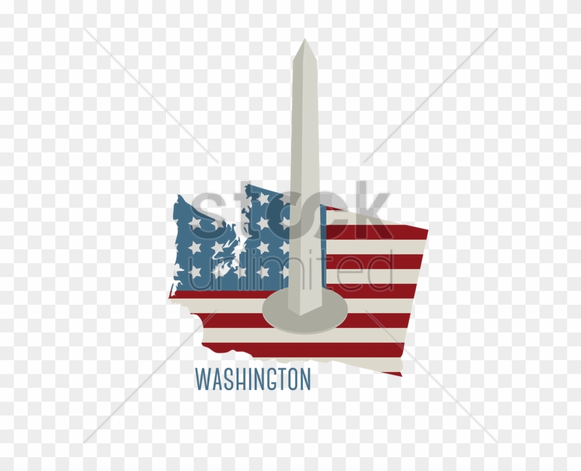 Washington State Map With Washington Monument Vector - Washington Monument #1176183