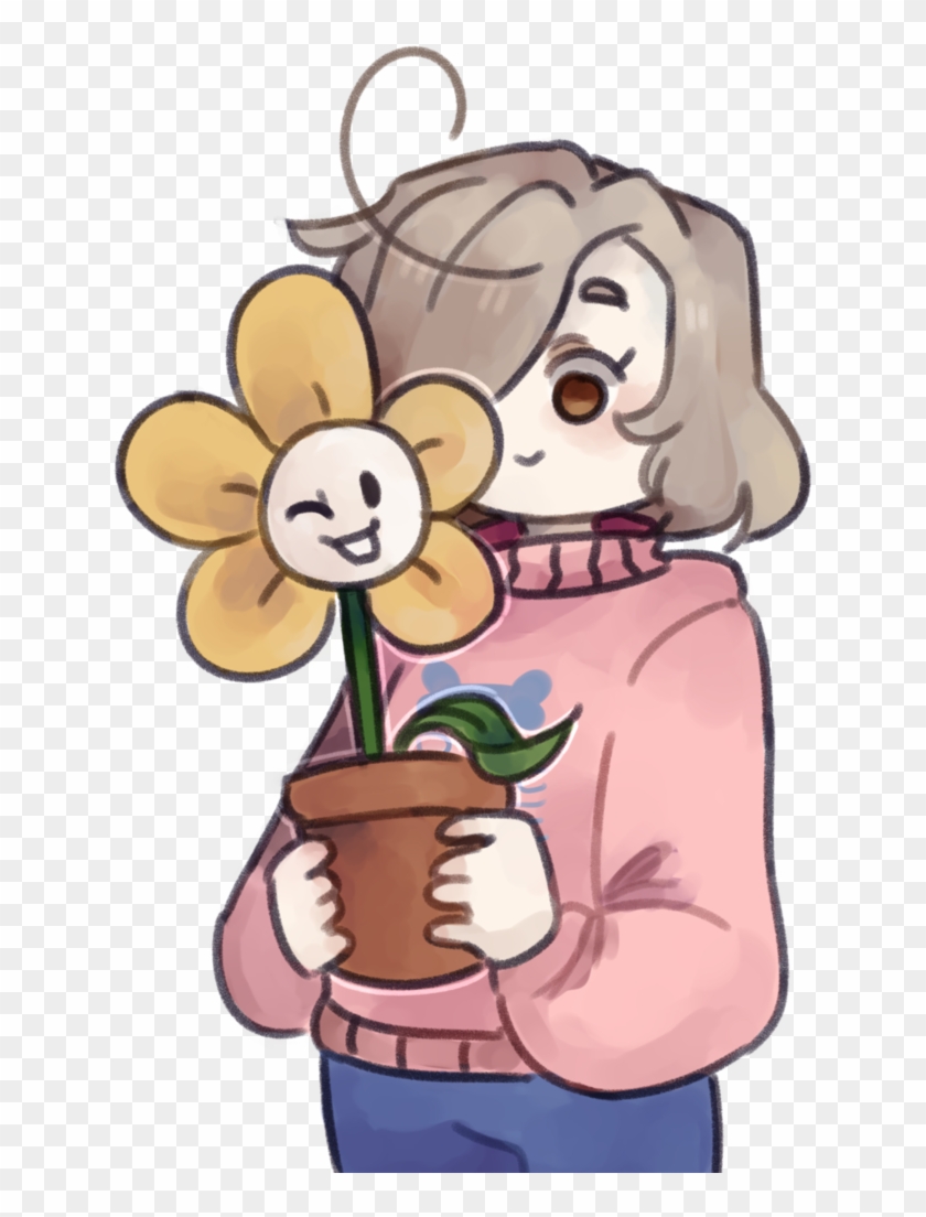 [pc] Olivia And Flowey By Skythesharkicorn - Cartoon #1176413