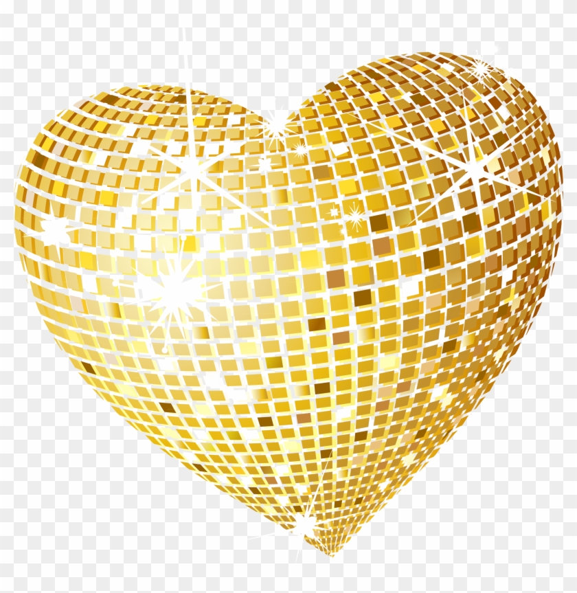 Heart Disco Clip Art - Gold Heart Png #1176712