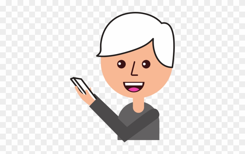 Cartoon Boy Holding Mobile Phone Device - Mobile Phone #1177650